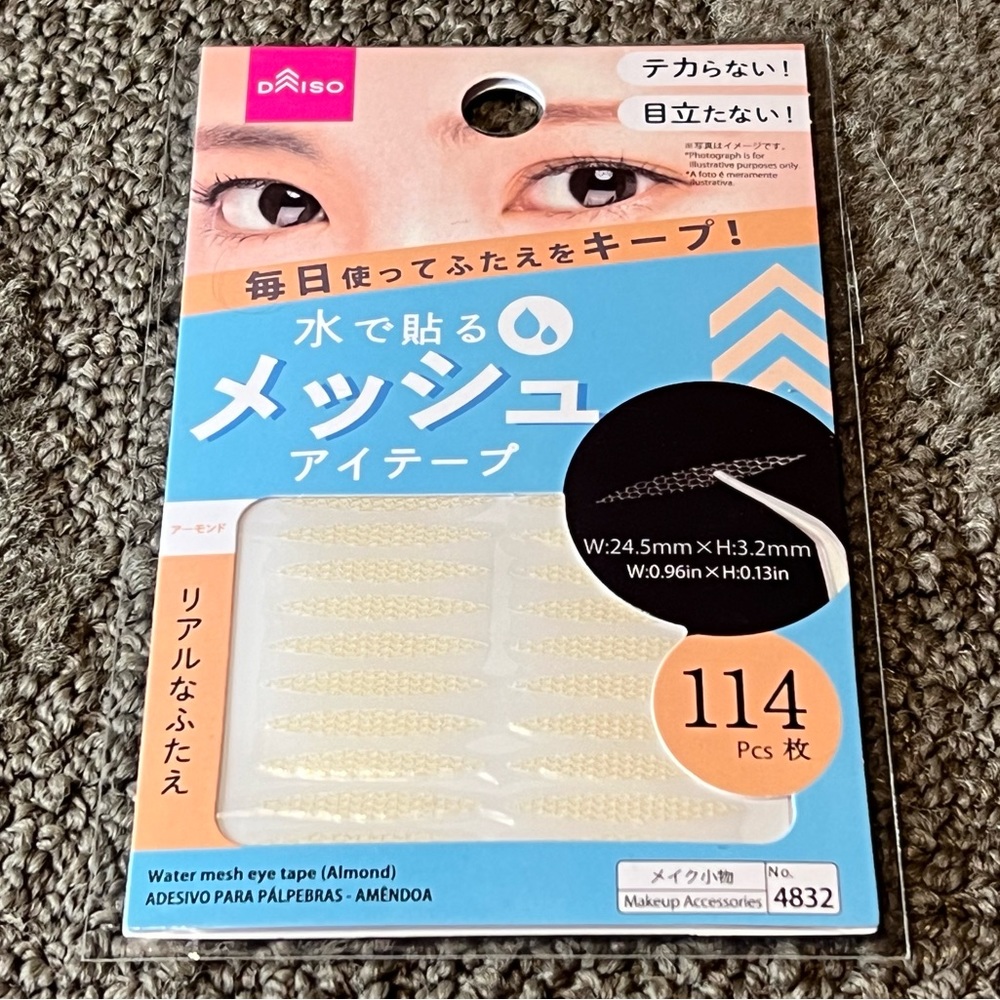 Daiso Japan Eye Eyelid Tape Sticker Water Mesh Almond Type Clear 114 pcs Beauty